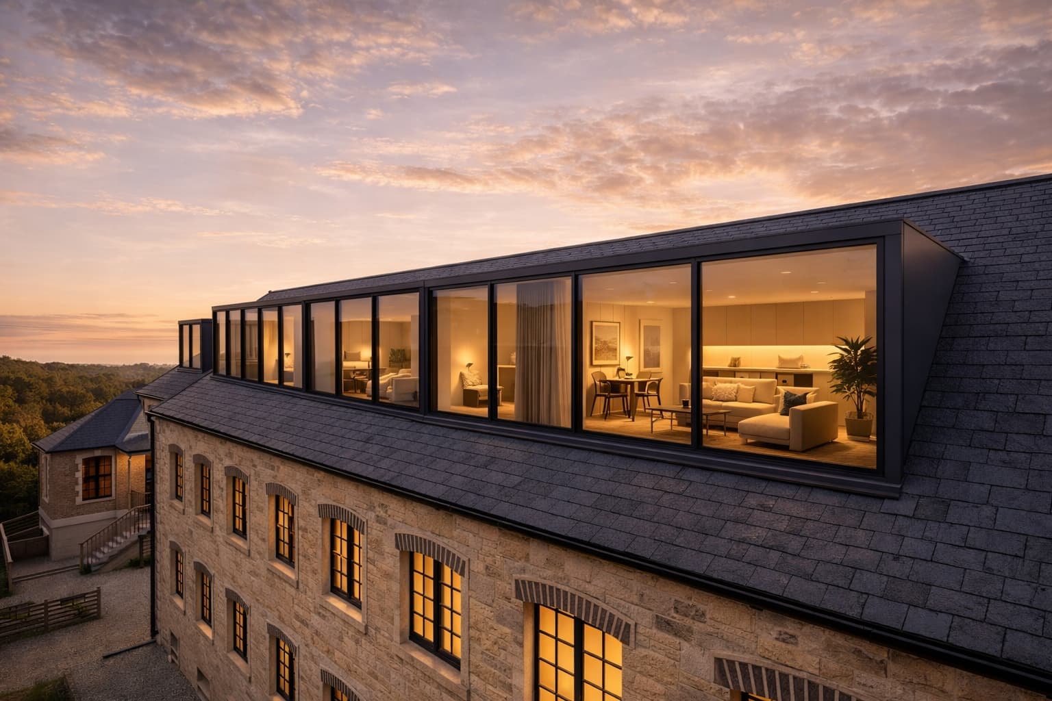 Penthouse Roof at sunset